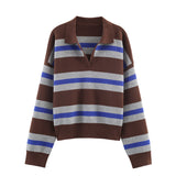 Autumn New Striped POLO Shirt Knitted Knitted Knitted Shirt 5536162