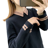 Spring And Autumn Bottom Shirt Women's Collar Blouse Large Loose Free Doll Collar Knitted Casual Casual