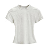 Hottie Tight Foundation Round-Neck Short-Sleeved T-Shirt For Girls Summer Solid Color Bhise Slim Top