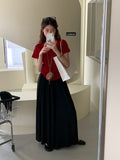 Model Broad-Legged Skirts 2025 Summer New High-Waisted Loose-Fitting Skirt Trousers