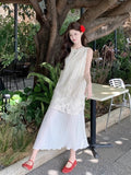 French Holiday Style Lace Splicing Dress Women's Summer 2026 New Super Fairy Gentle Temperament Vest Long Dress