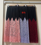 Lace Splicing 100 Folded Skirt French Style Color Hanging Long Skirt