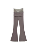 Pure Lust Lace Splicing High-Waisted Casual Trousers Women In Autumn Elastic Hanging Feeling Thin Yoga Long Pants