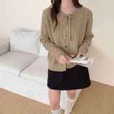 Sweet Bow Knot Hollow Casual Knitted Cardigan Girl New Galow Age Reduction Top