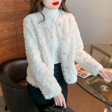 2025 New Lamb Hairy Small Fragrant Coat Women Casual Loose Lace Lace Fashion Coat Women