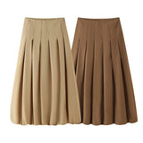 Summer New Two-Color Short-Sleeved Zipper Jacket 100-Folded Lantern Tidop Skirt Set