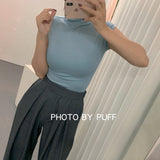 Sleeveless Half-High Territorial Sea Snail Vest Women Tightness High Elastic Body Thin Body Breathable Small High Collar Korean Version