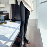 Threaded Knitted Bottom Pants Women Wear 2025 Autumn And Winter 2025 New High-Rise Thin Hips Plus Nine Points Thicker Warm Pants