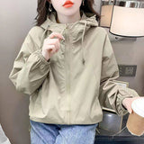 Hooded Short Solid-Color Small Sprint Jacket Women's Spring And Autumn Loose Casual Jacket Double Zipper Trend Top