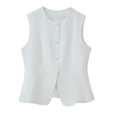 BSK&TRAF Women's Clothing 2025 Autumn New Fashion To Wear Simple Rounded Vest