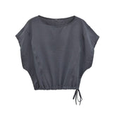 BSK&TRAF Women's Summer 2026 New Overlapping Decoration Can Be Adjusted Down Hissted Shirts