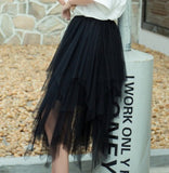 Irregular Net Yarn Half Dress Woman's Long Mid-Term 2025 Spring New Yarn Skirt High-Waisted Thin Dress