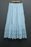 Bing Thin Casual Skirt 2025 Spring And Summer New Solid Color Splicing Hollow Heavy Industry Embroidery A Skirt