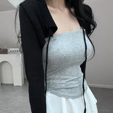South Korea Spring And Summer With The Basic Solid Color Flat Neck With Chest Cushion Tight Bottom To The Chest Vest T-Shirt Girlins