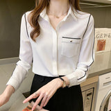 Spring 2025 New French-Style Clame Chiffon Shirt Female Long-Sleeved Shirt Temperament Professional Top Elegant