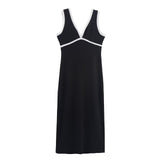 BSK&TRAF Women's Dress 2025 New Retro Style Fashion V-Neckless Dress 5584136