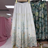 2025 Summer New French Romantic Heavy Industry Embroidery Print Collection Waist Lanky Fairy Dress