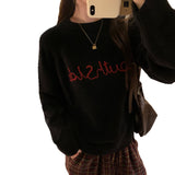 Korean Languid Wind Round Collar Collar Sweater Women 2025 New Autumn And Winter Loose Thin Knitted Shirt Top