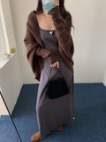 Early Autumn Korean Wears 2026 New Loose Lazy Wind Relaxation Bat Sleeve Knitted Sweater Shawl Jacket