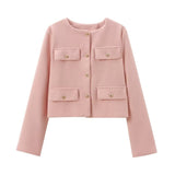Autumn New Clip Round Collar Short Jacket 3046278