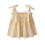 Homemade Summer New Sweet Loose Doll With Bow Sling Shirt Women Solid Color Vest Top