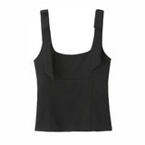 Wide-Shoulder Sling Sling Waistcoat Women Wear Chic Design Elastic Short Inner Sleeveless Top