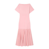 Spring New Boat Type Short Sleeve Splicing Dress 2335161