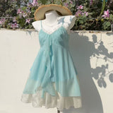Tea Wear A Set Of Summer Sweet Temperament Slings Pony Pony Short Skirt Small Man Two Sets