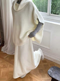 Autumn/Winter 2025 New Lazy Wind Relaxing High-Necked Loose Sleeveless Knitted Jersey Simple Dress Two Sets