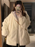 Korean Milk Fufu Lamb Woolen Hooded Cotton Coat Women Winter Thicken Loose Lanterned Cotton Coat Tide