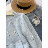Knitted Women's Autumn New Small Fragrant Wind Nails Long-Sleeved High-End Sweater Coat High-End Design Sense Niche Top