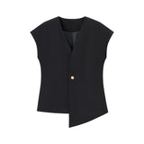 Summer New V-Neck Asymmetric Vest Simple Jump Trouser Suit