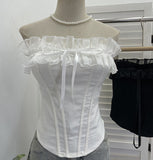 Sleeveless Short Top With Chest Pad Anti-Slip Slender Waistcoat Ponies With Bows