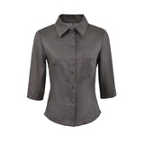 Clip Single Buckle Seven-Sleeve Linen Shirt Spring New Ocean Qi Repair Waist Solid Color Casual Top