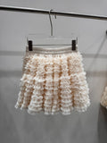 Large-Size Women's Clothing Sweet Mesh Cake Skirt Women's Year Fat Slim Thin Tight Waist Half-Dressed Fat Sister