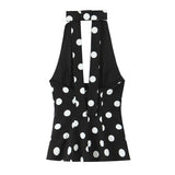 Summer New Bow Ornament Wave Hanging Neck Blouse 3067120