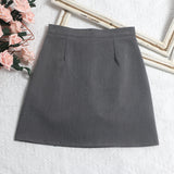 Solid Color High-Rise Thin Suit Half-Body Skirt Summer Basic Anti-Walking A-Word Ass Short Skirt 8615