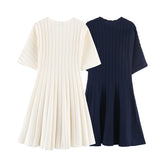 BSK&TRAF Women's Summer 2026 New Bubble Short-Sleeved Jersey Dress 0014002