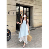French Sense Irregular Splicing Vest Dress Women's Holiday Style A Word Long Dress
