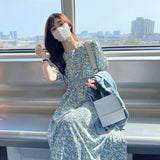 Small Fresh Bubble Sleeves Shredded Floral Dress Women's Summer 2026 New French First Love Gentle Style Temperament Long Dress