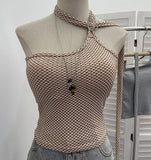 Real Shot With Chest Cushion Lattice Irregular Hanging Neck Sling Vest Female Boaaaaaaaaaaaaaaaaaaaaaaaaaaaaaaaaaaaaaaaaaa