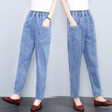Spring And Autumn Mother Pants Trousers Large-Size Middle-Aged Women's Trousers Middle-Aged Autumn And Winter New High-Waisted Harlan Jeans Woman