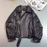 Haining New Leather Locomotive Jacket Loose Leather Jacket 2025 New Velvet Double Collar Short Coat Woman
