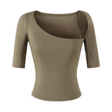 Pure Sleeve T-Shirt Girl Summer Chic Design Sense Slimming Shirt Hottie Elastic Small Top