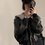Korean Chic Autumn Retro Zipper Double Pocket Casual Loose Two-Fleety Clothes