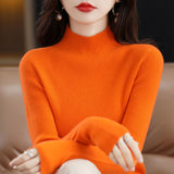 2025 New Knitted Women's Sweater Half-High Collar Bottom Shirt With Autumn And Winter Short Slim Slim Thin Sweater
