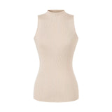 Hottie Fashion High-Collar Knitted Vest 2026 Spring New Slim Slim Net-Sleeve-Less Top