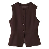 BSK&TRAF Women's Clothing 2025 Autumn New Fashion To Wear Simple Rounded Vest