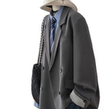 Large-Size Gray Casual Loose Thin Suit Woman Spring New High-End Design Sense Retro Suit Jacket