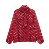 Autumn New Bow Ornament Wave Dot Printing Shirt 1165237